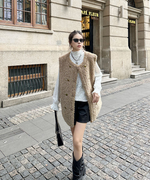 Textured Double Button Vest